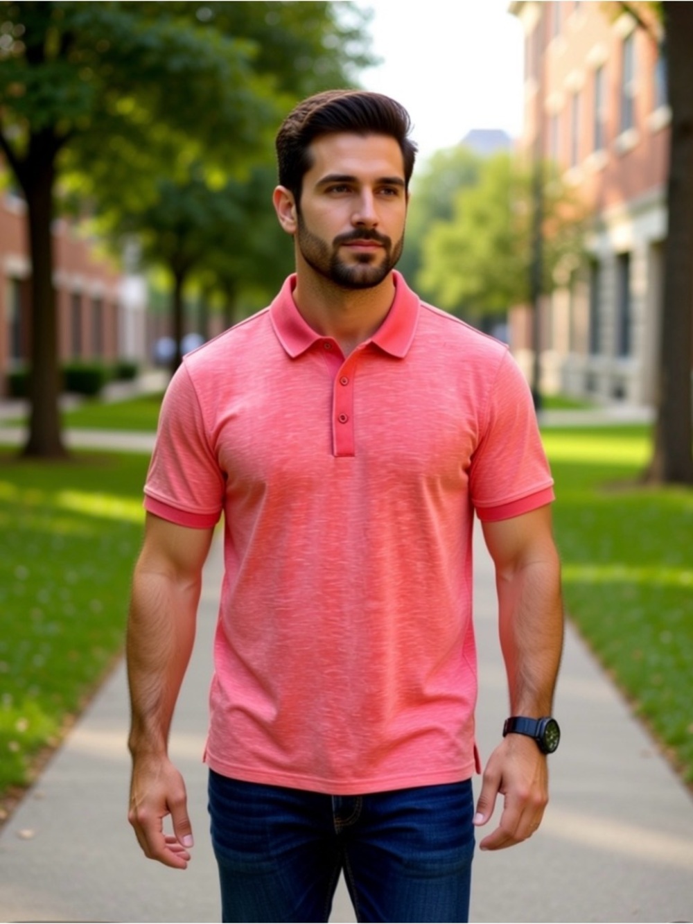 Jeffrey Beene Men's Pink Polo Shirt - Comfortable Short Sleeve